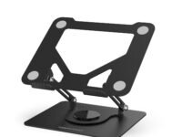 Amazon Basics 360° Rotating Metal Laptop Stand (Black)| Adjustable Height & Angle | Foldable, Sturdy Carbon Steel | Enhanced Airflow | Supports up to 10kg | Compatible with Laptops & MacBook