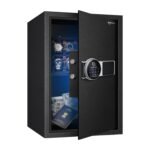 Amazon Basics 55 Litres Fingerprint Safes for Home & Office - Fingerprint Lock 3-in-1 | locker safe with Motorized Door Locking Mechanism | Size : 55 H x 35 W x 36 D(cm) | Black | Weight: 25 Kgs