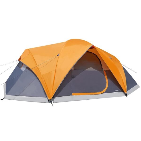 Amazon Basics 8 Person Family Tent | Sturdy Zip Fastening | Waterproof Design | Polyester | Yellow
