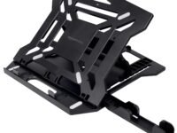 Amazon Basics ABS 2-in-1 Laptop and Mobile Stand, Ergonomic, Adjustable Height, Anti-Slip Base, Heat Dissipation, Portable, Lightweight, Compatible with All Laptops Up to 15.6" (Black)