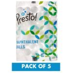 Amazon Brand - Presto! Naphthalene Balls | 1 Kg | 200 Gram X 5 Packs | Insect Repellant | Ideal For Cupboards, Bookshelves And Toilets