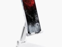 Ambrane Mobile Holding Tabletop Stand, 0-135 Perfect View, Height Adjustment, Wide Compatibility, Multipurpose, Anti-Skid Design (Twistand, White)