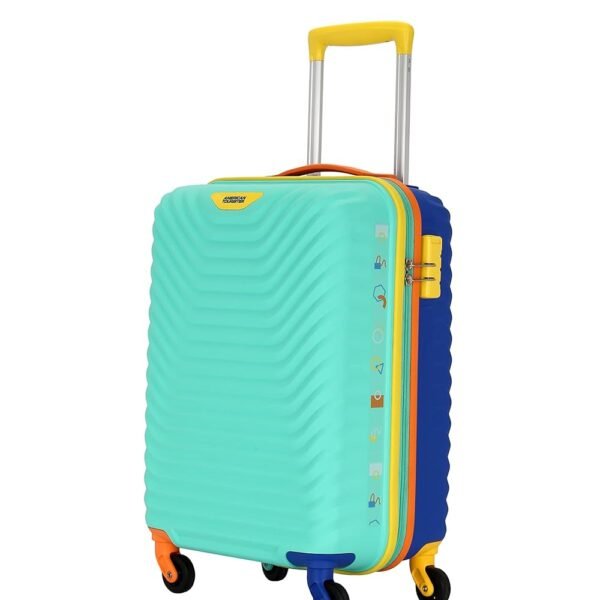 American Tourister Cabin Trolley Bag for Travel|Splash 55 Cms Polycarbonate Hardsided Small Luggage Bag|Speed_Wheel 8 Wheel Suitcase for Travel|Trolley Bag for Travelling,Multicolor,55.1 Centimeters