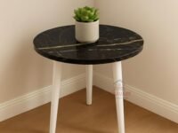 Antique Wooden Fold-able Side Table/End Table/Plant Stand/Multipurpose Stool for Living Room and Bedroom (Black White)