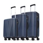 Aristocrat 3 Pc Airpro Set Cabin 55cm(Small) Check-in 66cm(Medium) Check-in 75cm(Large) 8 Wheels Spinner Trolley Bags, Hard Case Luggage, Lightweight Bag & Combination Lock|3 Years Warranty (Blue)