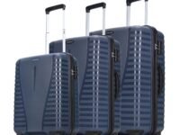 Aristocrat 3 Pc Airpro Set Cabin 55cm(Small) Check-in 66cm(Medium) Check-in 75cm(Large) 8 Wheels Spinner Trolley Bags, Hard Case Luggage, Lightweight Bag & Combination Lock|3 Years Warranty (Blue)