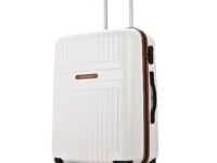 Aristocrat Atlas Check-in Trolley Bag 66cm | Medium | Hard Luggage | Smooth 8-Wheel Suitcase | Secure Combination Lock with Sturdy Zipper | Full Fabric Convipack | 3-Year Warranty (Pearl White)