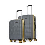 Aristocrat Comet Set of 2 Trolley Bag 56, 66cm | Small+Medium | Hard Luggage| Smooth 8-Wheel Suitcase| Combination Lock With Sturdy Zipper| Full Fabric Convipack | 3-year International Warranty (Grey)
