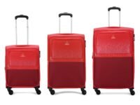 Aristocrat Drift Set of 3 Expander Trolley Bag 55, 69 & 79cm | Small+Medium+Large | Soft Luggage | 8-Wheel Suitcase | Combination Lock with Sturdy Zipper | Robust Construction| 3-Year Warranty (Red)