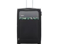 Aristocrat Large Commander 79Cms Premium Polyester with PVC Coating Soft Sided Check-in 4 Wheels Black Spinner Suitcase