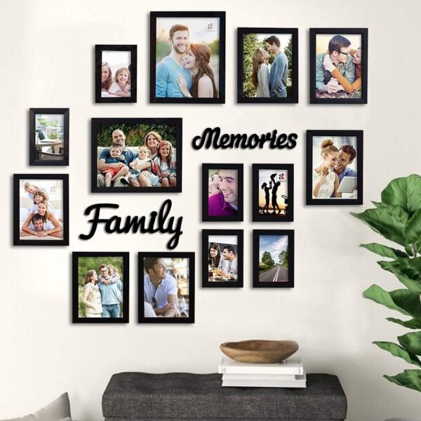Art Street Beautiful Family Memories Set Of 14 Individual Wall Photo Frame (6-6X8, 6-4X6, 2-8X10) With Mdf Plaque