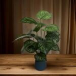 Artificial 18 Stick Plant Fake Palm Tree with 18 Long Leaves Artificial Plant (75 cm, Without Pot) for Home, Office, Wedding Decor (SM LINE Leaves)