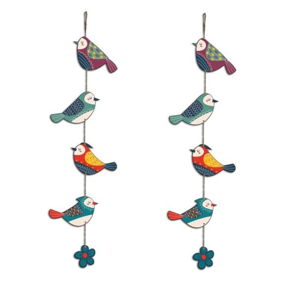 Artvibes Colorful Birds Decorative MDF Wooden Wall Art for Home | Garden Balcony | Door Decoration Items | Paintings For Wall | Wall Illustrations | Handcrafted Art | Gift Items (WH_5216N), Set of 2