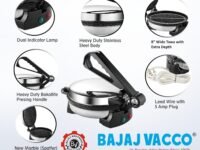 BAJAJ VACCO® Electric Go-Ezzee Chapati/Roti/Khakhra Maker C-02 Wattage 900, Stainless Steel, Black