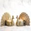 BEHOMA Aluminium Dancing Peacock Figurine Pair for Love & Good Luck | Home Décor Tabletop Showpiece with Scented Votive Candles | Valentine, Anniversary & Wedding Gift for Couples | Set of 2, Gold