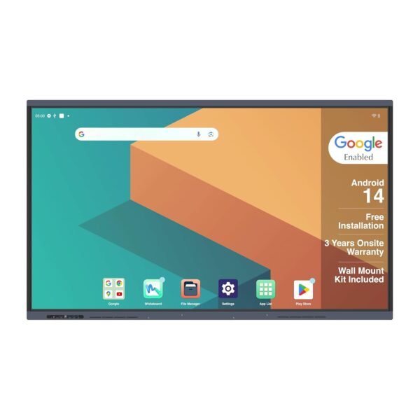 BIG VUE Pluss 75 Inch Android 14 Smart Interactive Flat Panel Digital Board - All in 1, 8 GB RAM 128 GB ROM, Ai, Multitouch Screen Display for Teaching, Classroom & Office Use