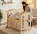 BabyTeddy ® 9 in 1 Patented Multifunctional Baby Crib, Baby Wooden Cot, Baby Bed Cradle, Rocker/Swing,Convertible Desk and Kid’s Sofa with Mattress and Mosquito Net (Natural)