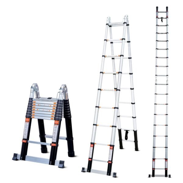 Bathla 20.5 ft A-Type Foldable Aluminium Telescopic Ladder with 18 Steps | Portable & Compact | 2-Year Warranty | Multi-Purpose Ladder for Home, Industrial & Outdoor Use