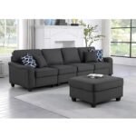 Berlin 5 Seater Fabric L Shaped Sofa Set for Living Room (Grey)