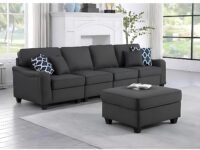 Berlin 5 Seater Fabric L Shaped Sofa Set for Living Room (Grey)