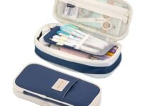 Big Capacity Pencil Case, Large Pencil Case Cute Pencil Pouch Aesthetic Stationery Pen Bag Secondary School Essentials Supplies for Teen Girls Preppy, Blue, Bag Organiser