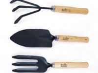 Bloom Buddy 3-Piece Premium Garden Tool Set (10-inch) | Elegant Wooden Handle Gardening Kit – Hand Trowel, Hand Cultivator & Hand Weeder | Durable, Rust-Resistant Tools for Home & Terrace Garden
