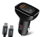 Boat Dual Port Qc-Pd 24W Fast Car Charger with 24W Fast Pd Charging & 18W Qc Charging Compatible with All Smartphones, Tablets & Laptops (Free Type C to Type C Cable), Black