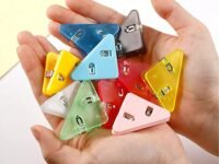 Book Page Holder & Paperclip Set | Book Clip Page Holder Stationery for Office Supplies | Triangle Paper Clips Stationary 10 PCS | Portable Corner Clamp Bookmark Clip