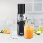 Borosil 130W Easy Cold Press Slow Juicer | Compact Design Portable Less Oxidation, Anti Drip Outlet Lid | Fruit & Vegetable Juicer | 1 Year Warranty | Black