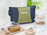 Borosil Ace Daisy Lunchbox | 4pc (320ml x 2 Square + 240ml x 2 Round) Container Set | Made in India Borosilicate Glass | Microwave & Dishwasher Safe Tiffin for Office, College & School