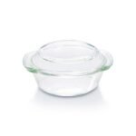 Borosil Glass Casserole Oven And Microwave Safe Serving Bowl with Glass Lid (Transparent, 1L)