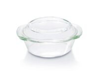 Borosil Glass Casserole Oven And Microwave Safe Serving Bowl with Glass Lid (Transparent, 1L)