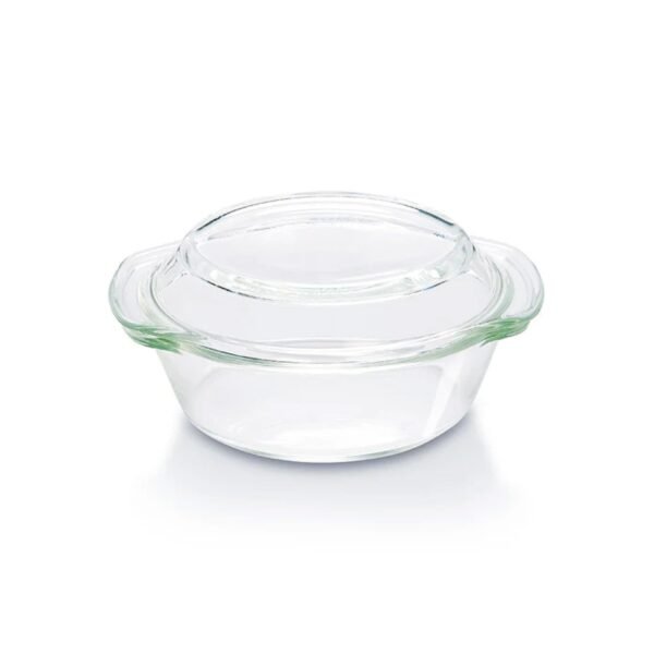 Borosil Glass Casserole Oven And Microwave Safe Serving Bowl with Glass Lid (Transparent, 1L)
