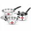 Butterfly Classic Stainless Steel Cookware 5 Pcs Set|Fry Pan 22Cm(1.4L)|Kadai 22Cm(2.2L)|Saucepan 16Cm(1.6L) with Steel Lids|Induction Base,Triply Bottom|Even,Fast Cooking with Less Oil,Silver