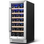 CARTNOVA‚Large Capacity Wine Cooler - 33 Bottle Compressor Refrigerator with Precise Temperature Control, Stainless Steel & Beechwood Shelves for Home Bars & Kitchens