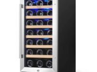 CARTNOVA‚Large Capacity Wine Cooler - 33 Bottle Compressor Refrigerator with Precise Temperature Control, Stainless Steel & Beechwood Shelves for Home Bars & Kitchens