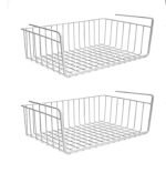 CSM Metal Under Shelf Rectangular Basket Wire Rack For Extra Cabinet Storage 12-Inch (Silver 2Pcs), Tiered Shelf