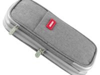 Canvas Big Capacity Pencil Stationery Box Pen Case Office College School Travel Large Storage Box Pack of 1 (Grey)