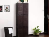Cello Novelty Large Plastic Cabinet with Dustproof Doors| 3 Year Warranty | Almirah, Cupboard, Wardrobe for Home, Living Room, Bedroom, Kitchen, Office, Outdoor| Ice Brown Colour
