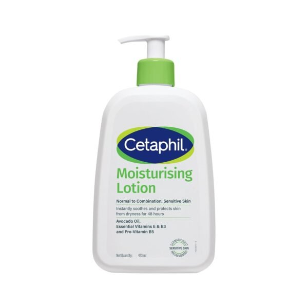 Cetaphil Moisturising Lotion 473 ml for Dry to Normal & Sensitive Skin | 48H Hydration with Niacinamide, Panthenol & Glycerin | Fragrance-Free, Non-Greasy, Dermatologist Recommended, For Face and Body