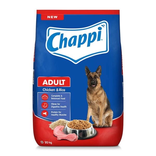 Chappi Adult (1+ Years) Dry Dog Food, Chicken & Rice, 20 kg, Complete and Balanced Food for Adult Dogs