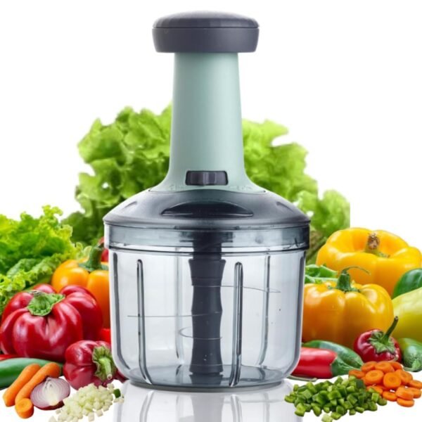 Chopper for Kitchen Use, 1000ml Push Chopper with 5 Blades, Vegetable Cutter Kitchen Accessories Items for Home Cutting Vegetables, Onion, Ginger, Garlic, Salad, Tomato, Potato (Pista)