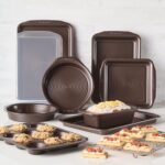Circulon Nonstick Bakeware Set with Nonstick Bread Pan, Baking Pans, Baking Sheets, Cookie Sheets, Cake Pan and Muffin Pan / Cupcake Pan - 10 Piece, Chocolate Brown