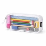 Clear Transparent PVC Pouch with Double White Zipper, Waterproof Pencil Case for School College Office, Multipurpose Stationery Makeup Travel Organizer for Men Women Kids