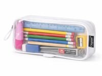 Clear Transparent PVC Pouch with Double White Zipper, Waterproof Pencil Case for School College Office, Multipurpose Stationery Makeup Travel Organizer for Men Women Kids