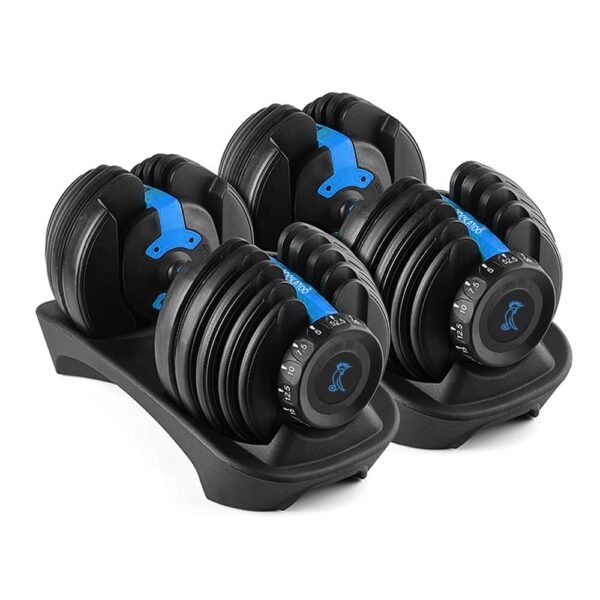 Cockatoo ADB-01 2.5 KG- 24 Kg Adjustable Dumbbell Set, Home Workout Gym Equipment Men and Women, Quick One-Second Adjustment 15-IN-1 Dumbbell Dumbbells Set For Home Gym(1 Year Warranty) (24 Kg, Blue)
