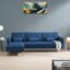 Convertible Futon LHS 4 Seater Sofa Cum Bed with Adjustable Backrest Sofa for Living Room (Blue Colour) Premium Fabric Sofa