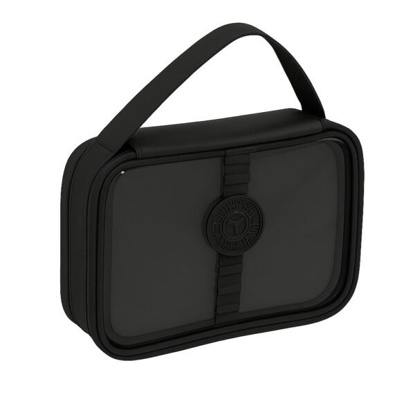 Coslifestore Transparent Multipurpose Pouch with Handle – Travel, School & Office Organizer for Stationery, Makeup & Accessories (Jet Black)