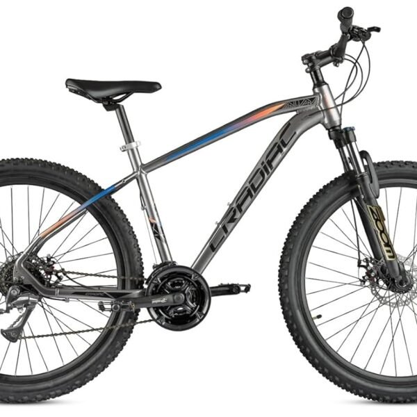 Cradiac XC 900 24 Speed 6061 Alloy Cycle 27.5 T 24 Geared Bicycle for Men with Front Zoom Lockout Suspension & Dual Disc Brake Mountain Bike | Ideal for 14+ Years, Unisex, Frame Size : 18 Inch, Grey