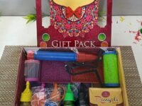 CraftVatika Complete Rangoli Making Kit Tools, Gift Pack of Rangoli Colour Powder Bottle, Stencil with Candle Diya for Diwali Decoration Items Floor Art Rang for Home Pongal Pooja Décor.